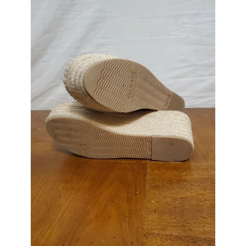 Soludos Tan Leather Slingback Platform Minorca Espadrille Sandals Shoes Size 9